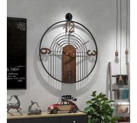 VIVIFLYSE Modern Large Walnut Dial Wall Clock, Wood Metal Frame Silent Non Ticking Wall Clocks Decoration for Living Room, Bedroom, Kitchen, Study, Handmade Home Decor Present Idea, 50CM