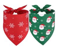 Vivifying 2PCS Christmas Dog Bandana, Adjustable Triangle Dog Christmas Costume for Dogs (S, Green & Red)