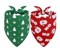 Vivifying 2PCS Christmas Dog Bandana,Dog Christmas Bandanas, Xmas Adjustable Triangle Dog Bandanas with Santa Claus,Dog Christmas Costume for Dogs (Small,Green&Red)