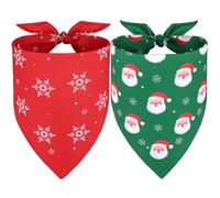 Vivifying 2PCS Christmas Dog Bandana, Xmas Adjustable Triangle Dog Bandanas with Santa Claus(L,Green&Red)