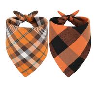 Vivifying 2Pcs Halloween Dog bandana, Adjustable Halloween Dog bandana, Autumn Bibs Scarf for Dogs (S, Orange)