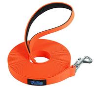 Vivifying 6M/20FT Waterproof Strong Dog Leash, 360° Rotating Buckle Long Line Lead with Padded Handle for Large, Medium and Small Pet(Orange)