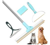 Vivifying 6pcs Pet Hair Remover Carpet Rake Set, Adjustable Long Handle Pet Hair Remover for Carpet, Versatile Carpet Hair Remover Tool for Rugs, Furniture, Stairs (Blue)
