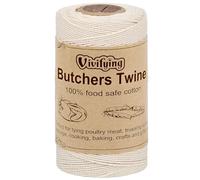 Vivifying Butchers Twine, 100M/328 Feet 3ply Cotton Butchers String, Food Safe Cooking String for Tying Meat, Kitchen Twine for Making Sausage and Trussing Poultry (White)