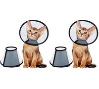 Vivifying Cat Cone, 20-24CM Lightweight Plastic Elizabethan Collar for Cats, Mini Dogs and Rabbits (M,Black) (Pack of 2)