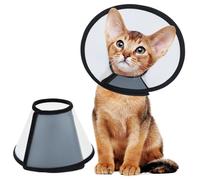 Vivifying Cat Cone, 20-24CM Lightweight Plastic Elizabethan Collar for Cats, Mini Dogs and Rabbits (M,Black)