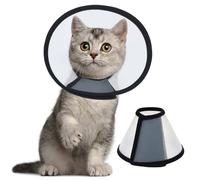 Vivifying Cat Cone Collar, 15-18CM Lightweight Plastic Cat Recovery Cone Elizabethan Collar for Small Cats, Mini puppies and Rabbits (S, Black)