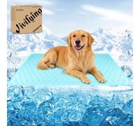 Vivifying Cooling Mat for Dogs, 60 x 40 Inch Reversible Ice Silk Pet Cooling Blanket with Waterproof Layer for Large Dogs, Soft and Breathable Summer Pet Pad for Couch, Bed, Crate, Floor (Cyan)