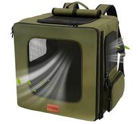 Vivifying Dog Backpack Carrier - 42x38x27cm for Pets Under 8.5kg, Breathable Dog Cat Carrier with Mesh Windows, Heavy Duty Hands-Free Carrier for Hiking, Camping& Outdoor Walks (Green)