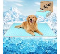 Vivifying Dog Cooling Mat for Large, 101x152cm Waterproof Reversible Pet Cooling Blanket with Ice Silk & Velvet - Year-Round Comfort for Dogs and Cats(L, Blue&Grey)