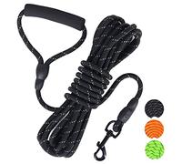Vivifying Long Dog Lead, 10M/32FT Reflective Floating Long Leads for Dog Training with Soft Handle for Camping, Hiking, Swimming, Beach and Lake (Reflective Black)