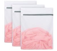 Vivifying Mesh Laundry Bags for Delicates, 3Pcs Honeycomb Mesh Wash Bags with Zipper for Washing Machine, Shoes, Lingerie, Socks and Stuffed Toys (Medium, 12.5 x 16Inches)