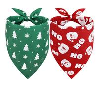 Vivifying Pack of 2 Dog Christmas Adjustable Triangle Dog Bandanas with Santa, Dog Christmas Costume for Dogs (XL, Green & Red)