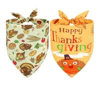 Vivifying Thanksgiving Dog Bandana, 2 Pack Turkey and Pizza Dog Scarves Costumes, Funny Holiday Accessories for Thanksgiving Dinner, Photo Prop, and Party Decor (X-Large, Orange & Brown)