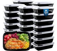 vivigu Meal Prep Containers Reusable 50 Pack - 28 oz Extra-thick plastic food containers with lids, To Go Food Containers BPA-Free, To Go Containers With Lids Microwave, Dishwasher, Freezer Safe