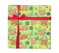 VIVIKCT 5 PCS Capybara Gift Wrapping Paper 20" x 30" Kraft Paper Birthday for Kids Party Festive Decoration (Light Green)