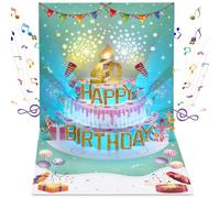 VIVIKEN 40th Musical Birthday Cards, 3D Pop Up Blowable LIGHT Cake Happy Birthday Cards with Music and Cheers Sound, Popup Greeting Birthday Gifts Card for Women, Men, Mom Turning 40 Years Old
