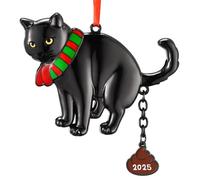 VIVIKEN Christmas Ornament 2025, Funny Pooping Cat Ornament for Xmas Tree Decoration, Black Naughty Hanging Metal Cat Poop Ornament for Indoor Home Decor Christmas Gag Gifts for Family Friends