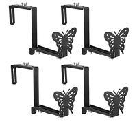 VIVIKEN Planter Box Bracket, Adjustable Hang Window Box Holder with Butterfly, Hanging Flower Pot Stand Brackets for Outdoor Patio Garden Fence Pergola Balcony Supporting Heavy Planters-4Pack