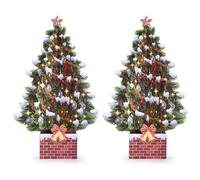 VIVIKEN Pop Up Christmas Cards, 12 Inch Christmas Tree with Snow Scenery Design, 3D Paper Popup Greeting Card for Christmas with Envelop & Note Card, Foldable Keepsake Xmas Holiday Cards -2 Pack