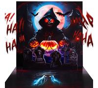 VIVIKEN Pop Up Halloween Cards, 3D Popup Happy Halloween Greeting Card with Lights and Horror Sounds - Glowing Skull, Pumpkin, Tombstone, Moon - Includes Envelope and Note Card