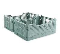 Vivikivi 2-Pack Plastic Collapsible Crates, Foldable Storage Boxes Stackable Storage Baskets, Space-Saving Folding Crate for Home Classroom Office Kitchen Bedroom (22x15x9cm, Blue)