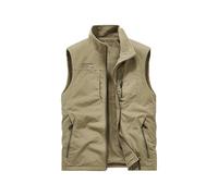 Vivikivi Fleece Gilet For Men, Men's Waterproof Warm Sleeveless Jacket with Pockets, Winter Outerwear Vest Reversible Body Warmer for Work Fishing Photography Outdoor Sport (Khaki, M)