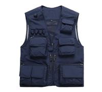 Vivikivi Men's Classical Outdoor Fishing Vest, Utility Mesh Vest Waistcoat, Multi Pockets Tactical Gilet for Safari Camera Camping Hiking Travel Cargo Hunting Walking (Navy Blue, M)