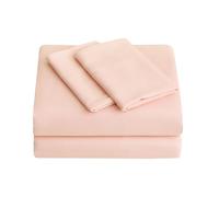Viviland 3 Pieces Girls Pink Twin Sheet Set - Soft Microfiber Fitted Flat Sheets & Pillowcase Bed Sheet Set - Grey Bedding Sets for Kids
