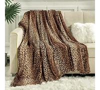 Viviland Flannel Fleece Throw Size 50x60, Lightweight Blanket for Couch, Super Soft Cozy Warm, Leopard Print