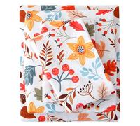 Viviland Floral Queen Sheet Set - 4 Piece Printed Nuts and Fallen Leaves Vintage Patterned Bed Sheets - Soft, Breathable Microfiber Sheets with Deep Pocket, Non-Slip Fitted Sheets & Pillowcases