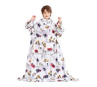 Viviland Wearable Fleece Blanket with Sleeves & Foot Pocket for Kids Lightweight Soft Blanket for Boys and Girls, 47" x 47" Inches