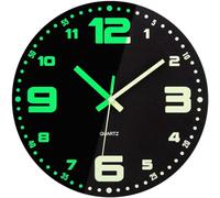 VIVILINEN 12inch Luminous Wall Clock Glow in the Dark Large Digital, Wooden Frameless Wall Clock Silent Non-ticking Decorative Round Clock Easy to Read for Home Bedroom Living Room Kitchen Office