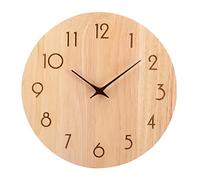VIVILINEN 12inch Wall Clock Silent Solid Frameless Wood Wall Clock Round Non-ticking Vintage Easy to Read for Living Room Bedroom Home Decor Office