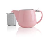 VIVILINEN Porcelain Teapot with SLS Lids and Removable Infuser, 550ml/18.6oz Ceramic Stump Teapot for Blooming & Loose Leaf Tea Pink