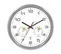 VIVILINEN Radio-Controlled Wall Clock with Thermometer Hygrometer Silent Wall Clock Without Ticking Noises Radio Wall Clock Silent Non-Ticking Hanging Clock for Living Room Bedroom Office Kitchen