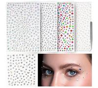 vivinin 1465P Self Adhesive Gems for Hair, 5 Different Types of Rhinestones for Face, Eyes, Body, Makeup, Decoration