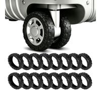 vivinin 16 PCS Luggage Wheel Covers, Wear-Resistant & Anti-Noise Luggage Wheel Protectors, Silicone Protective Covers for 2.2-2.6 inches, Travel Accessories (Black)