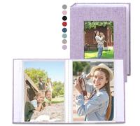 vivinin 2 Pack Photo Album 5x7, Linen Cover Photo Album, Small Photo Album Book for 36 Pockets Hold 72 Pictures, Picture Book for Photos Family Anniversaries Baby Vacations (Purple)