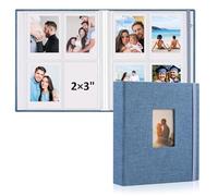 vivinin 2PCS Polaroid Photo Album, 2x3 Inch Pockets Mini Photo Album for 104 Pockets Hold 208 Pictures, Linen Hardcover Polaroid Album Book for Photos, Family Anniversaries, Baby Vacations (Blue)