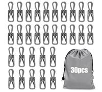 Vivinin Chip Clips - 30PCS Bag Clips for Food, Files, Clothesline Holders (Grey)