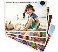 vivinin Magnetic Picture Frame, 12 Pack Magnetic Frame Reusable, Magnetic Photo Frames for Refrigerator 4x6” With White Border, Refrigerator Magnets For Pictures Suitable Home, School, Office