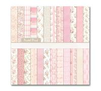 VIVIQUEN 24 Pack Pink Floral Double-Sided Paper, 12-inches Vintage Flowers Scrapbook Specialty Craft Paper Folded Flat for DIY Background Card Art Craft Making Scrapbook Photo Album Decor