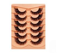 Vivis Cat Eye 3D Mink False Eyelashes, 6 Pairs, Full Dramatic Volume, Winged Fluffy Long Lashes, Black Eye Lash