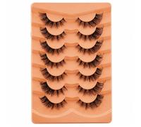Vivis Cat Eye 3D Mink False Eyelashes, 7 Pairs, Full Dramatic Volume, Winged Fluffy Long Lashes, Fox Eye Lash 1.3cm