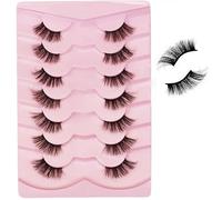 Vivis Half Lashes Corner Lashes Natural Looking Wispy Cat Eye Faux Mink False Eyelashes, Fluffy Curly Fox Eye, 7pcs Glue-On Eyelash Extensions C Curl/D Curl (B101)