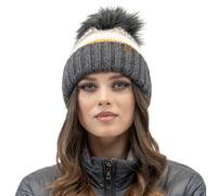 Vivisence Colourful Winter Women's Hat with Large Pom-Pom Made of Warm Yarn with Wool Soft Antistatic Fleece Lining Ideal for Cold Winter Days, Dark Grey,UNI