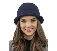 Vivisence Elegant Hat for Women Made from Soft and Warm Fabric with A Classic Design Perfectly Fitted to The Head Ideal for Cold Winter and Autumn Days, Dark Blue,UNI