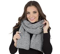 Vivisence Elegant Ladies Winter Scarf With Extra-Long Made From Warm And Soft Fabric Blend Perfect For Cold Winter And Autumn Days Ideal For Everyday Use, Light Grey,UNI