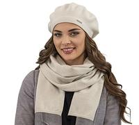 Vivisence Elegant Women's Winter Beret and Scarf Set Made of Warm Thick and Soft Fabric with Wool Blend for Ladies Ideal for Cold Winter and Autumn Days, Beige,UNI